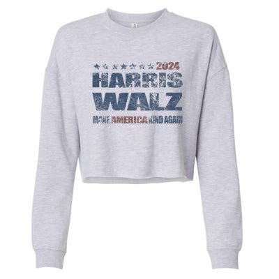 Harris Walz 2024 Make America Kind Again Harris Waltz Quote Cropped Pullover Crew