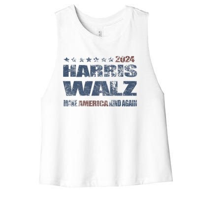 Harris Walz 2024 Make America Kind Again Harris Waltz Quote Women's Racerback Cropped Tank