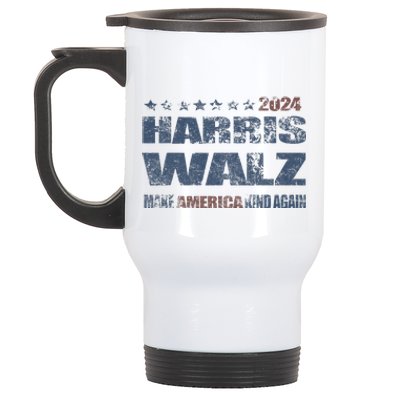 Harris Walz 2024 Make America Kind Again Harris Waltz Quote Stainless Steel Travel Mug