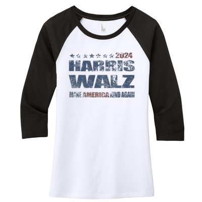 Harris Walz 2024 Make America Kind Again Harris Waltz Quote Women's Tri-Blend 3/4-Sleeve Raglan Shirt