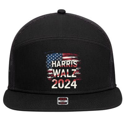 Harris Walz 2024 Patriotic Election Kamala Harris 7 Panel Mesh Trucker Snapback Hat