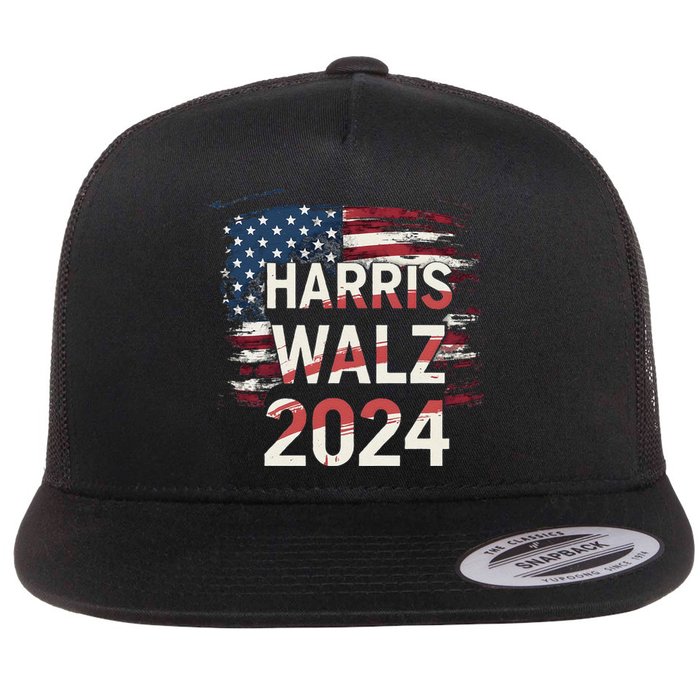 Harris Walz 2024 Patriotic Election Kamala Harris Flat Bill Trucker Hat