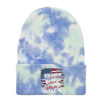 Harris Walz 2024 Patriotic Election Kamala Harris Tie Dye 12in Knit Beanie