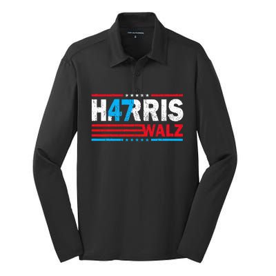 Harris Walz 47 Kamala Harris 2024 Silk Touch Performance Long Sleeve Polo