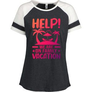 Help We Are On Family Vacay Funny Retro Costume Gift Enza Ladies Jersey Colorblock Tee