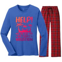 Help We Are On Family Vacay Funny Retro Costume Gift Women's Long Sleeve Flannel Pajama Set 