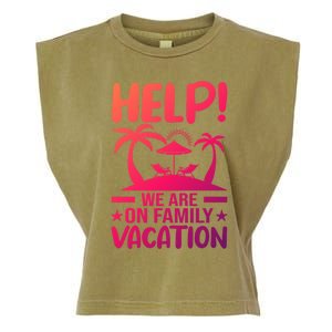 Help We Are On Family Vacay Funny Retro Costume Gift Garment-Dyed Women's Muscle Tee