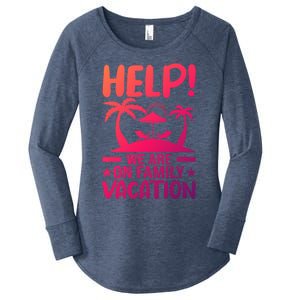 Help We Are On Family Vacay Funny Retro Costume Gift Women's Perfect Tri Tunic Long Sleeve Shirt