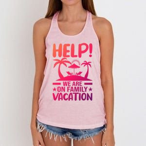 Help We Are On Family Vacay Funny Retro Costume Gift Women's Knotted Racerback Tank