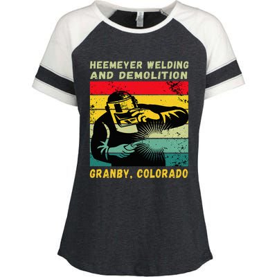 Heemeyer Welding And Demolition Grandby Colorado Enza Ladies Jersey Colorblock Tee