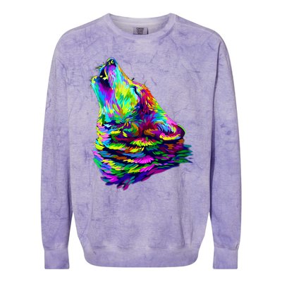 Howling Wolf Abstract Colorblast Crewneck Sweatshirt