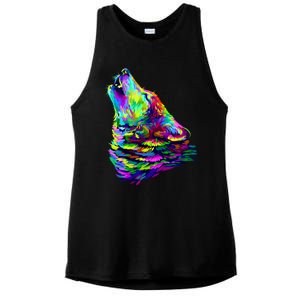 Howling Wolf Abstract Ladies PosiCharge Tri-Blend Wicking Tank