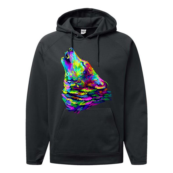 Howling Wolf Abstract Performance Fleece Hoodie