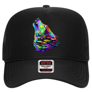 Howling Wolf Abstract High Crown Mesh Back Trucker Hat