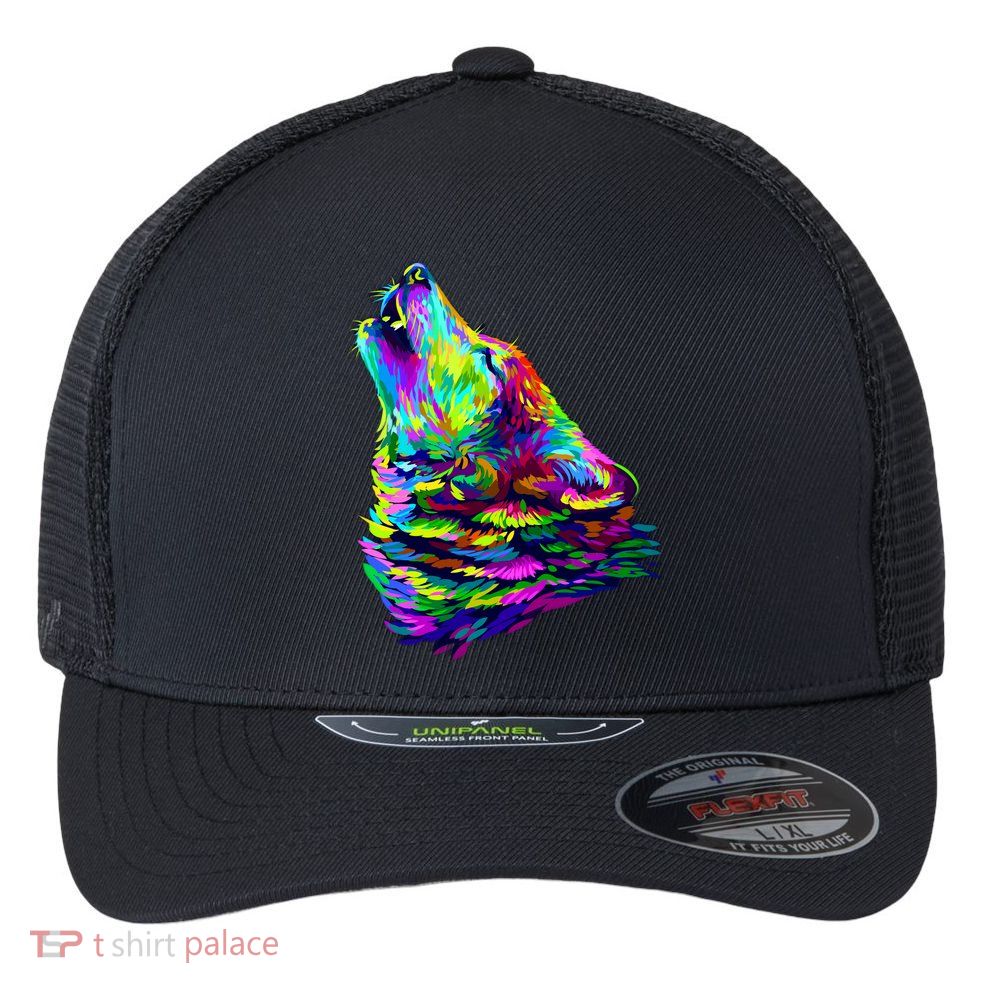 Howling Wolf Abstract Flexfit Unipanel Trucker Cap