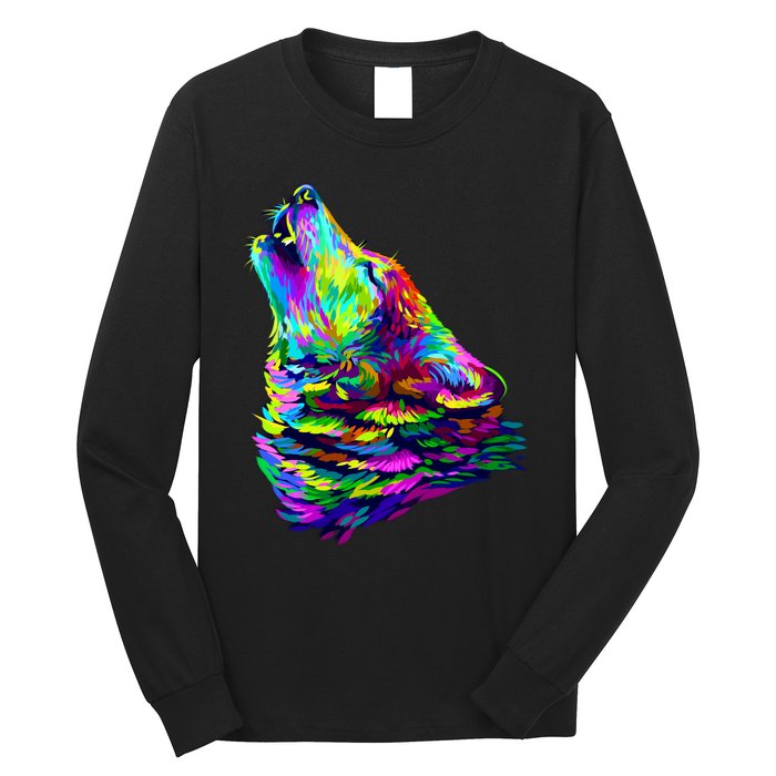 Howling Wolf Abstract Long Sleeve Shirt