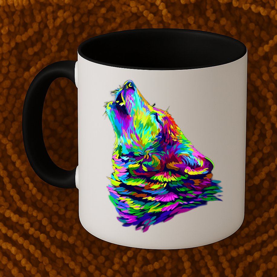 Howling Wolf Abstract Mug