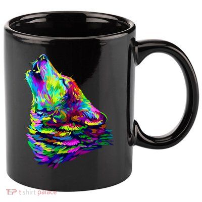 Howling Wolf Abstract 11oz C Handle Ceramic Mug