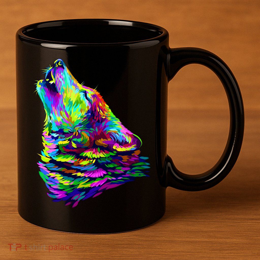 Howling Wolf Abstract 11oz C Handle Ceramic Mug