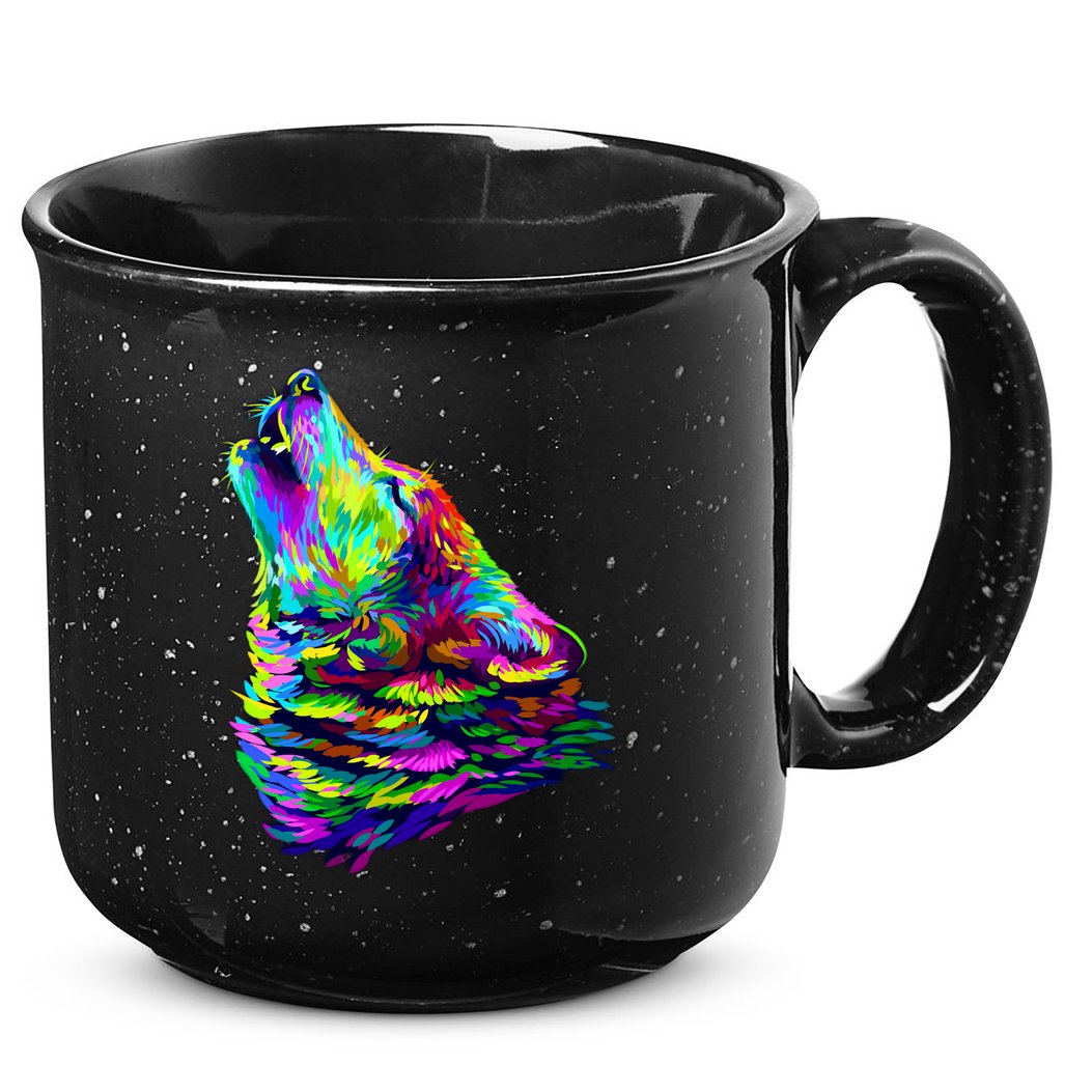 Howling Wolf Abstract 15oz Campfire Ceramic Mug