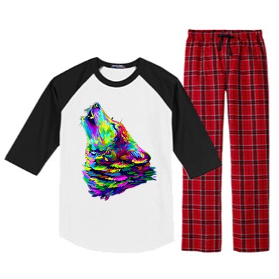 Howling Wolf Abstract Raglan Sleeve Pajama Set