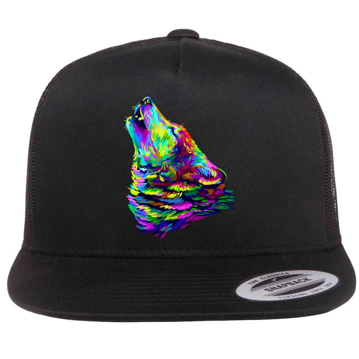 Howling Wolf Abstract Flatbill Hat
