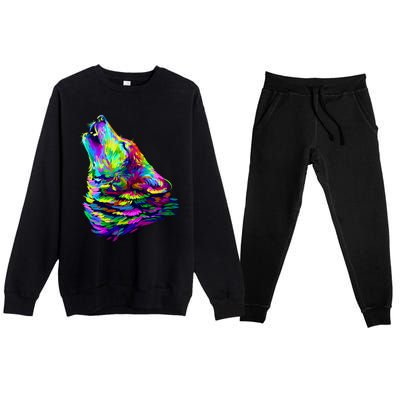 Howling Wolf Abstract Premium Crewneck Sweatsuit Set