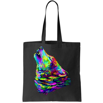 Howling Wolf Abstract Tote Bag