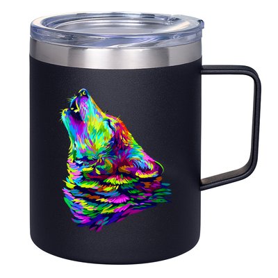 Howling Wolf Abstract 12oz Stainless Steel Coffee Mug
