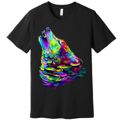 Howling Wolf Abstract Premium T-Shirt