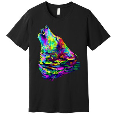 Howling Wolf Abstract Premium T-Shirt