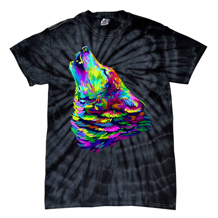 Howling Wolf Abstract Tie-Dye T-Shirt