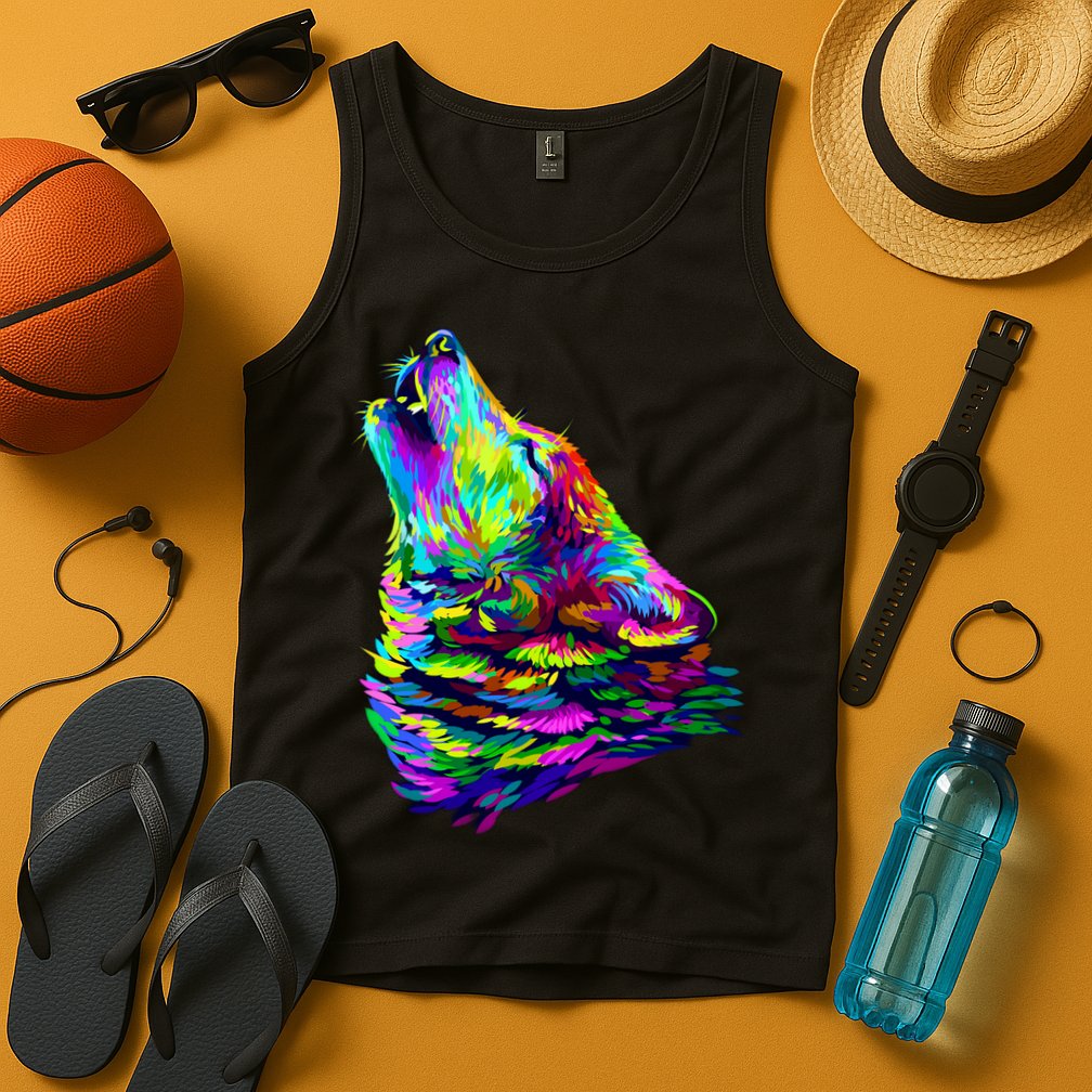 Howling Wolf Abstract Tank Top