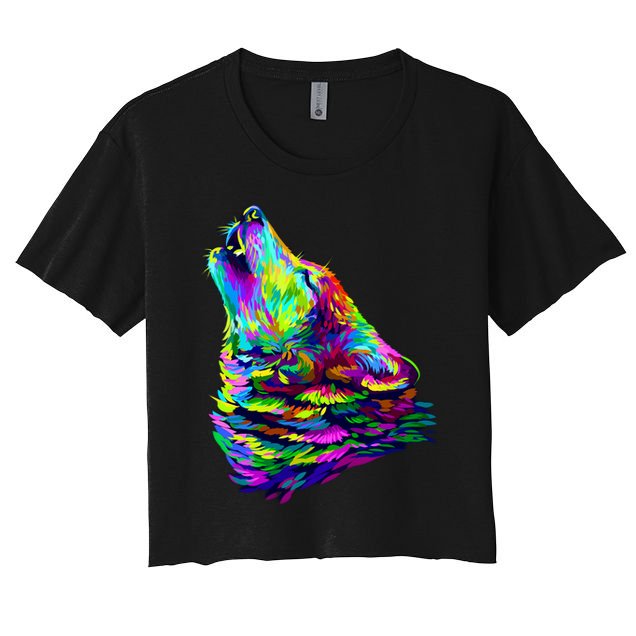 Howling Wolf Abstract Crop Top