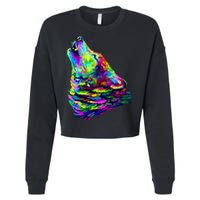 Howling Wolf Abstract Cropped Pullover Crew