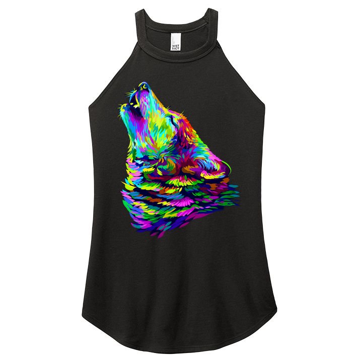 Howling Wolf Abstract Women's Perfect Tri Rocker Tank