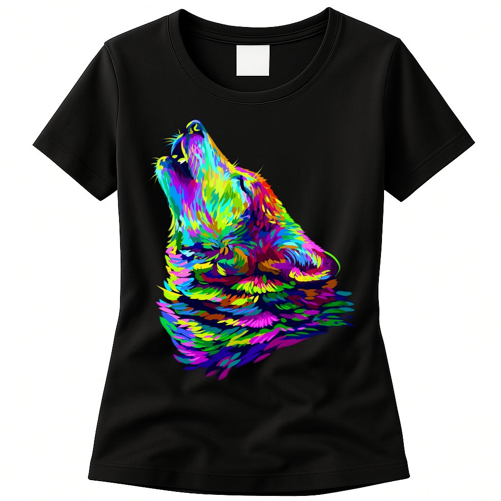 Howling Wolf Abstract Womens T-Shirt