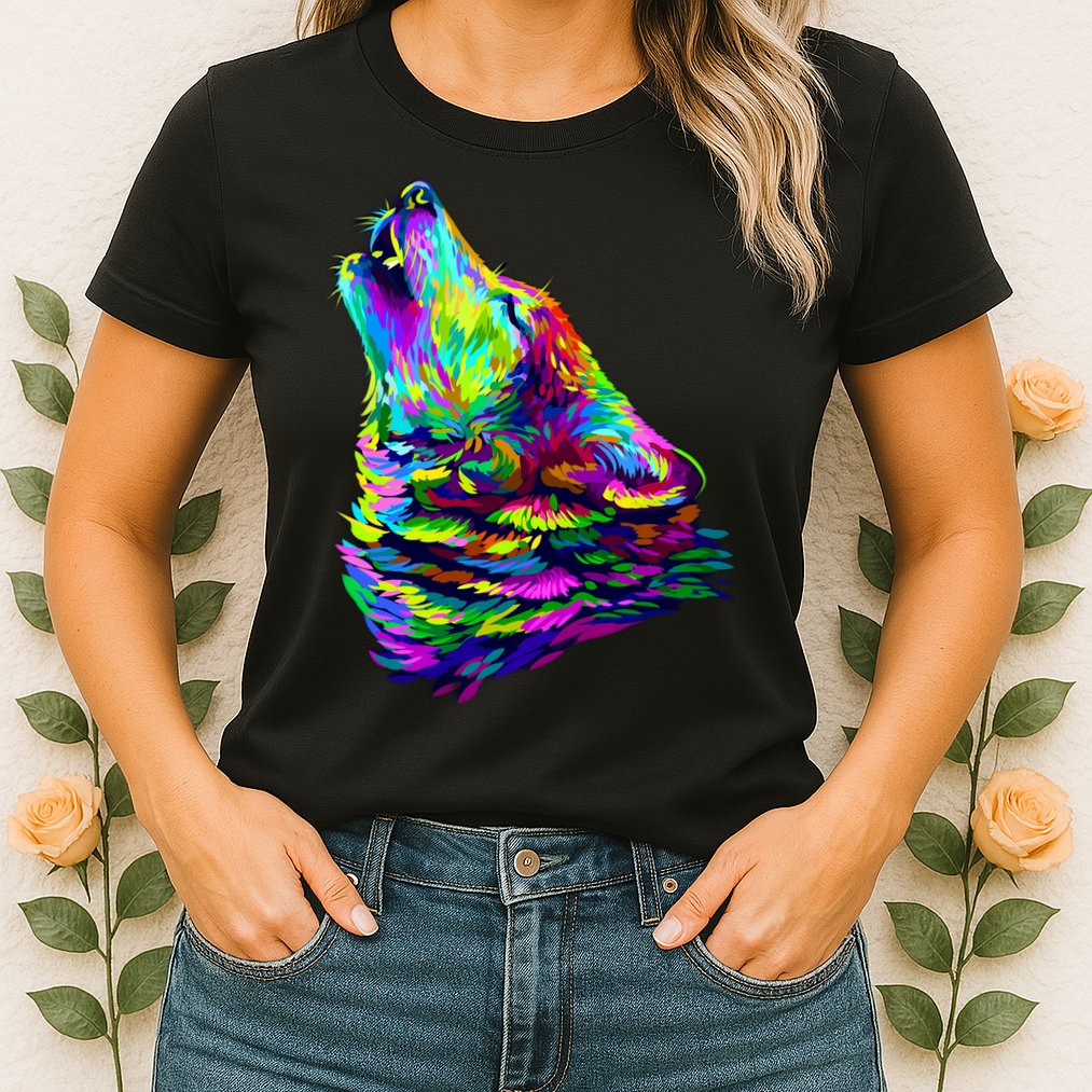Howling Wolf Abstract Womens T-Shirt