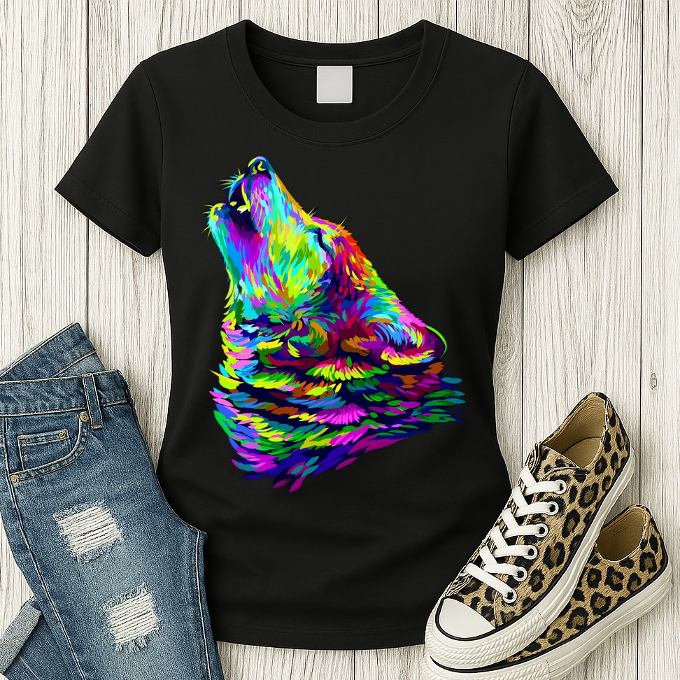 Howling Wolf Abstract Womens T-Shirt