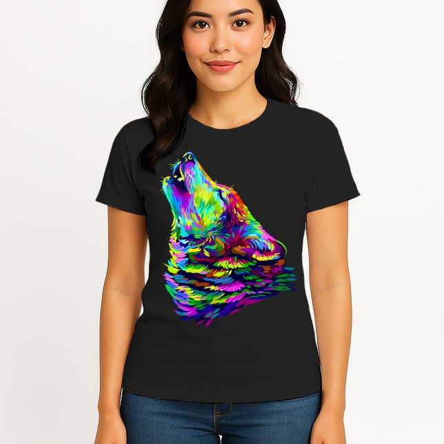 Howling Wolf Abstract Womens T-Shirt