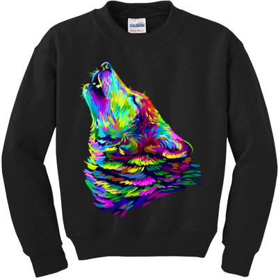 Howling Wolf Abstract Kids Sweatshirt