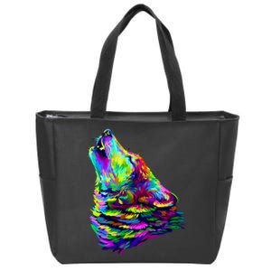 Howling Wolf Abstract Zip Tote Bag