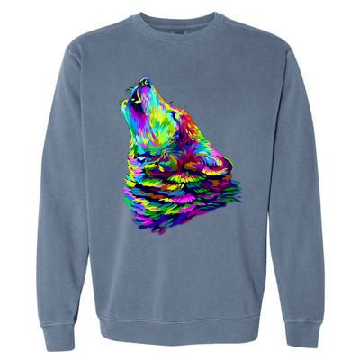 Howling Wolf Abstract Garment-Dyed Sweatshirt