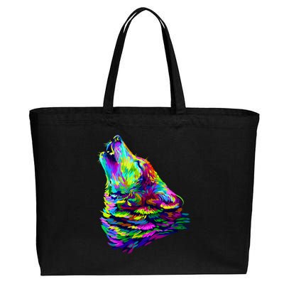 Howling Wolf Abstract Cotton Canvas Jumbo Tote