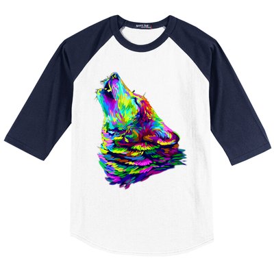 Howling Wolf Abstract Baseball Sleeve Shirt