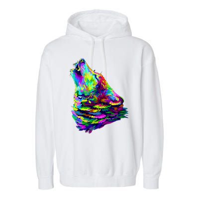 Howling Wolf Abstract Garment-Dyed Fleece Hoodie