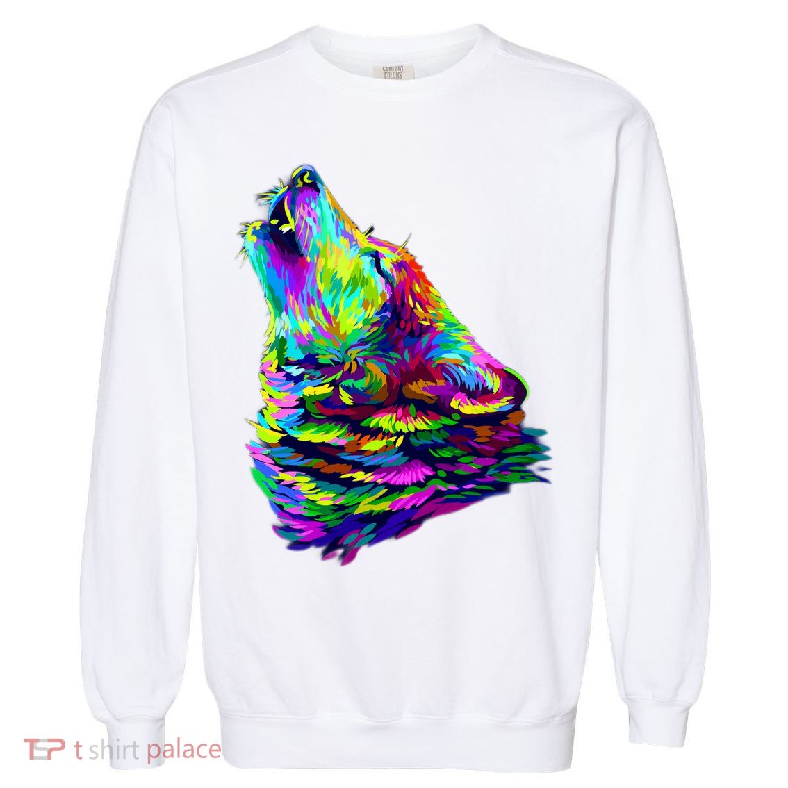 Howling Wolf Abstract Garment-Dyed Sweatshirt