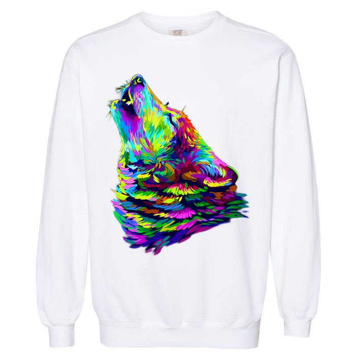 Howling Wolf Abstract Garment-Dyed Sweatshirt