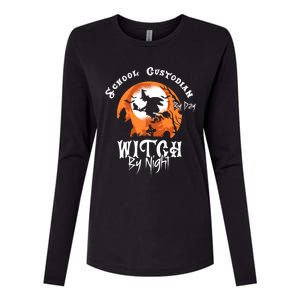 Halloween Witch And School Custodian Great Gift Womens Cotton Relaxed Long Sleeve T-Shirt