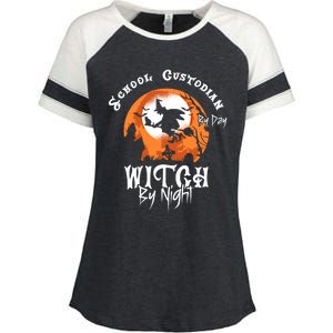 Halloween Witch And School Custodian Great Gift Enza Ladies Jersey Colorblock Tee